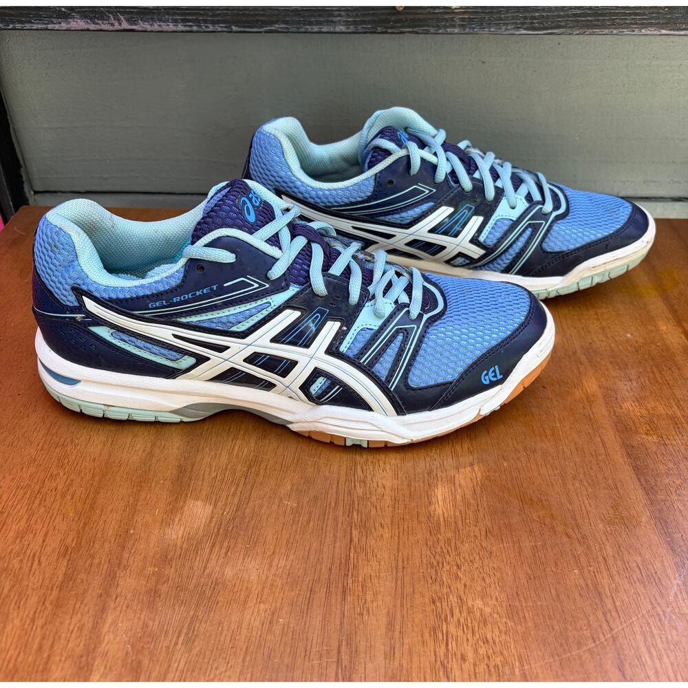 ASICS Gel-Rocket B455N Women’s 9.5 Blue Navy Volleyball Court Shoes Gum Sole - Picture 3 of 9